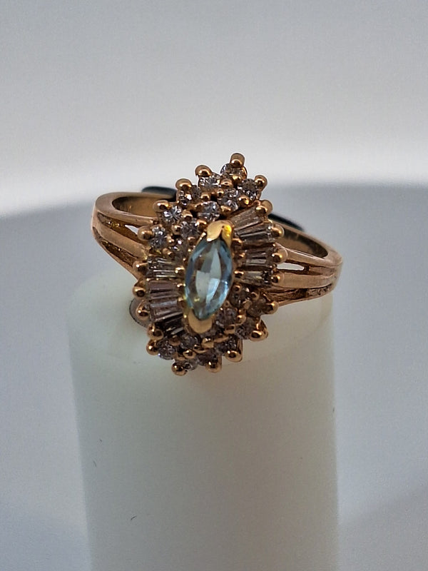 Aquamarine & Diamond Vintage Ring