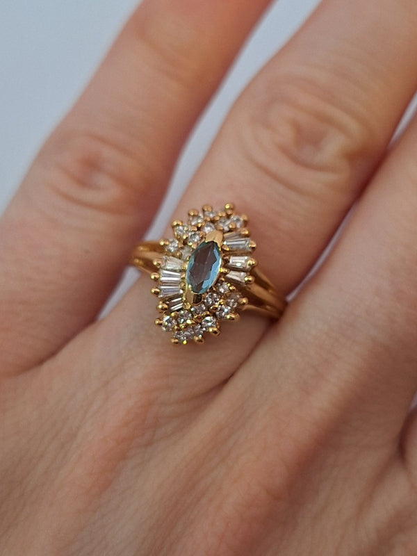 Aquamarine & Diamond Vintage Ring