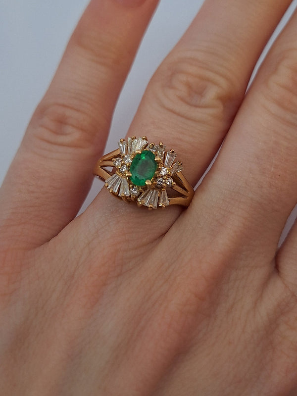 Emerald & Diamond Vintage Ring