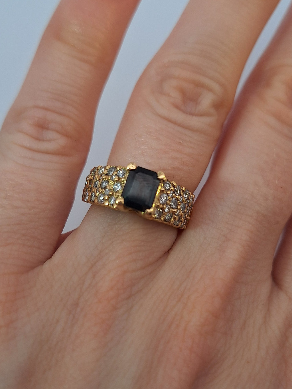 Emerald Cut Sapphire & Diamond Vintage Ring