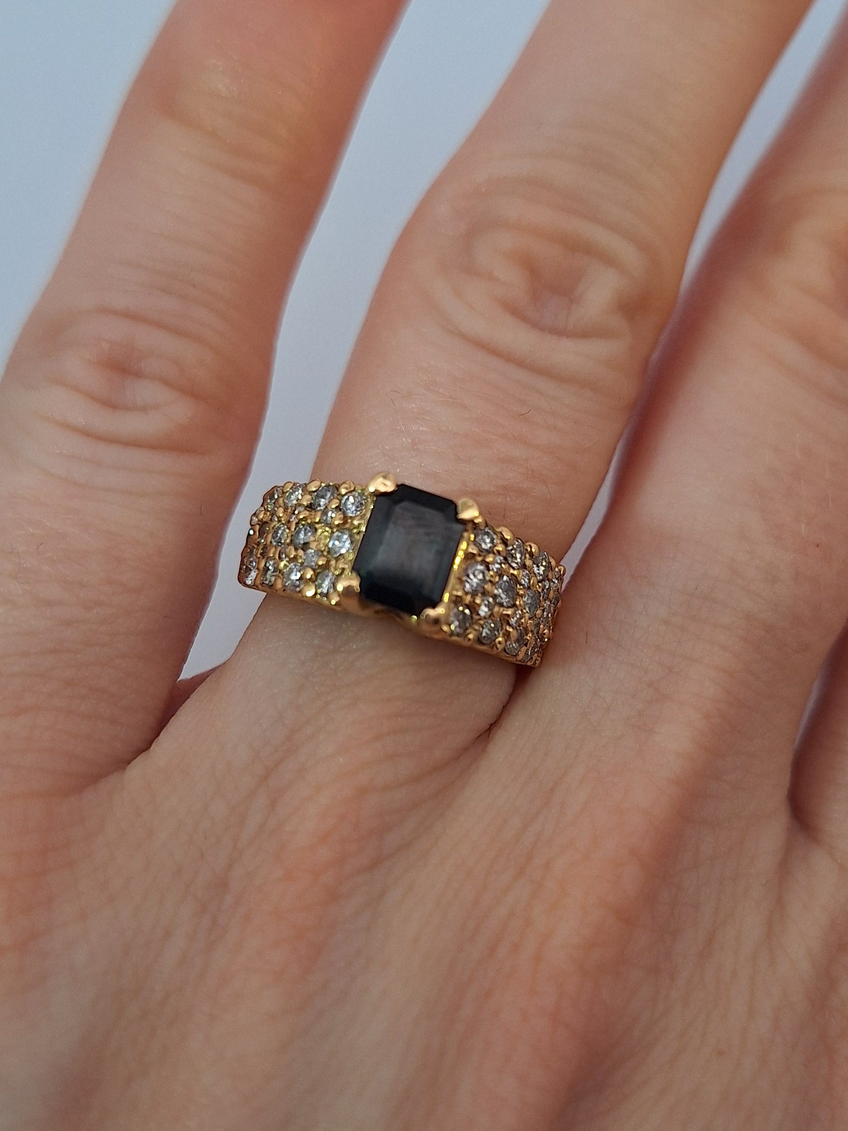 Emerald Cut Sapphire & Diamond Vintage Ring