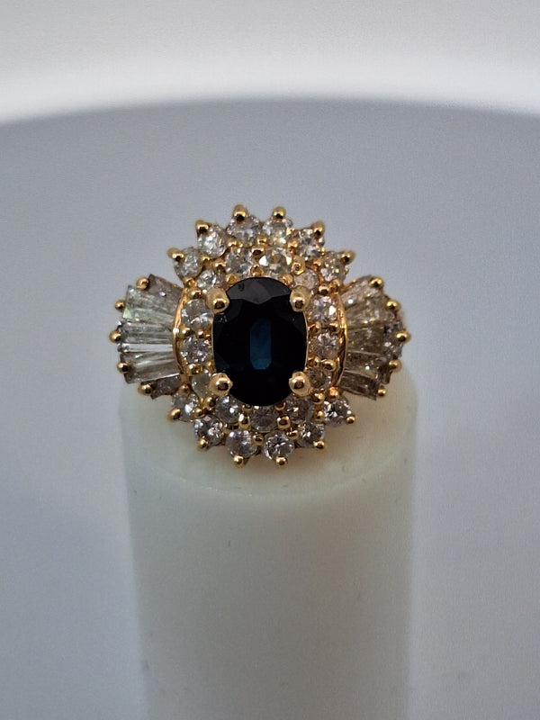 Sapphire & Multicut Diamond Vintage Ring