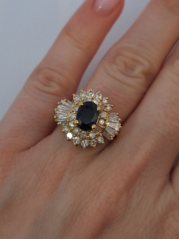 Sapphire & Multicut Diamond Vintage Ring