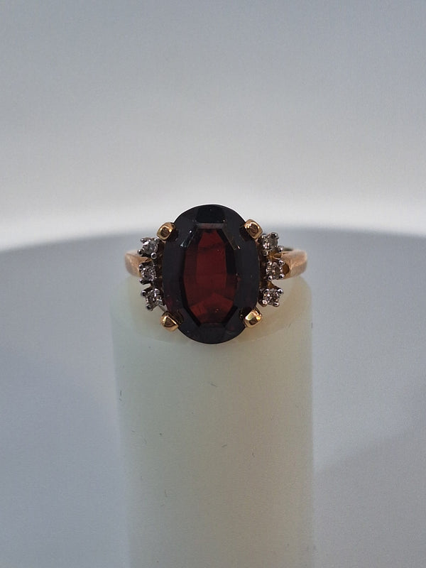 Oval Cut Red Ruby & Diamond Vintage Ring