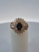 Blue Sapphire & Multicut Diamond Vintage Ring