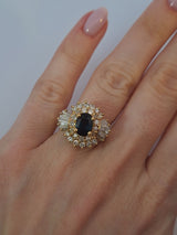 Blue Sapphire & Multicut Diamond Vintage Ring