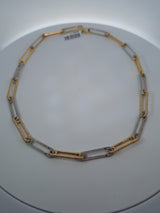 Two Tone Diamond Paper Clip Necklace