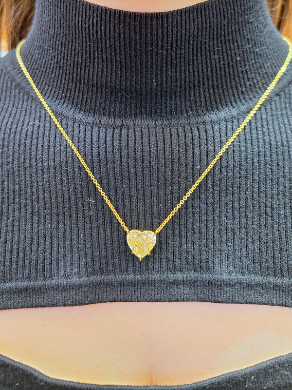 5.75 Carat Fancy Yellow Diamond Heart Pendant