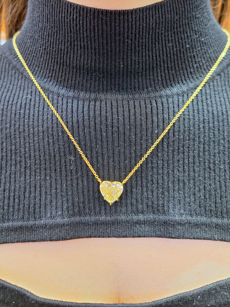 5.75 Carat Fancy Yellow Diamond Heart Pendant