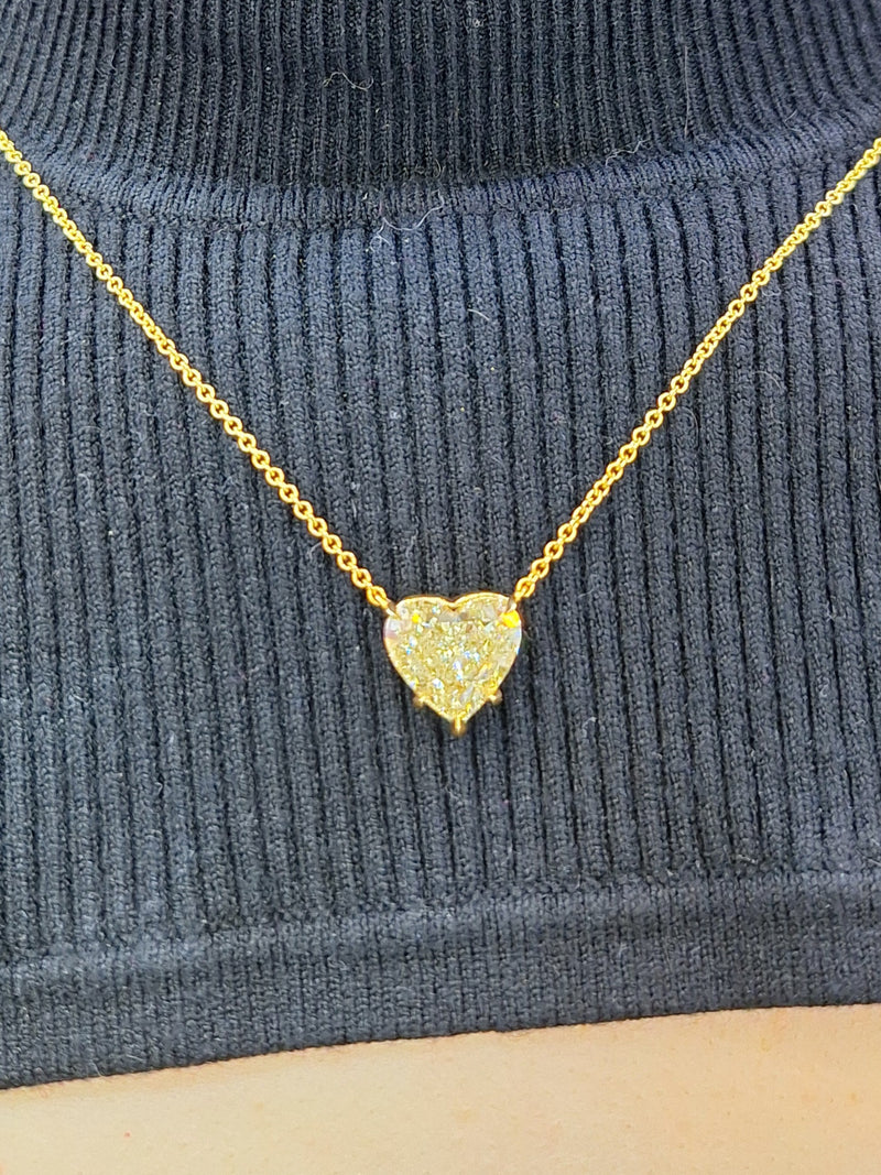 5.75 Carat Fancy Yellow Diamond Heart Pendant