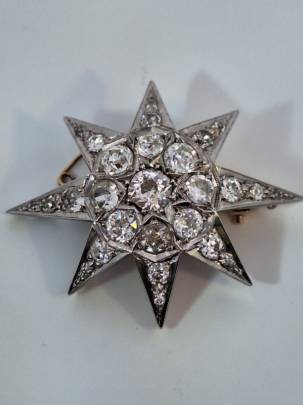 Art Deco Old European Cut Diamond Brooch Pin