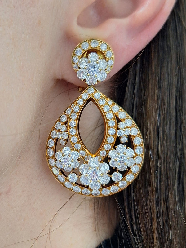 Van Cleef Snowflake Diamond Drop Earrings