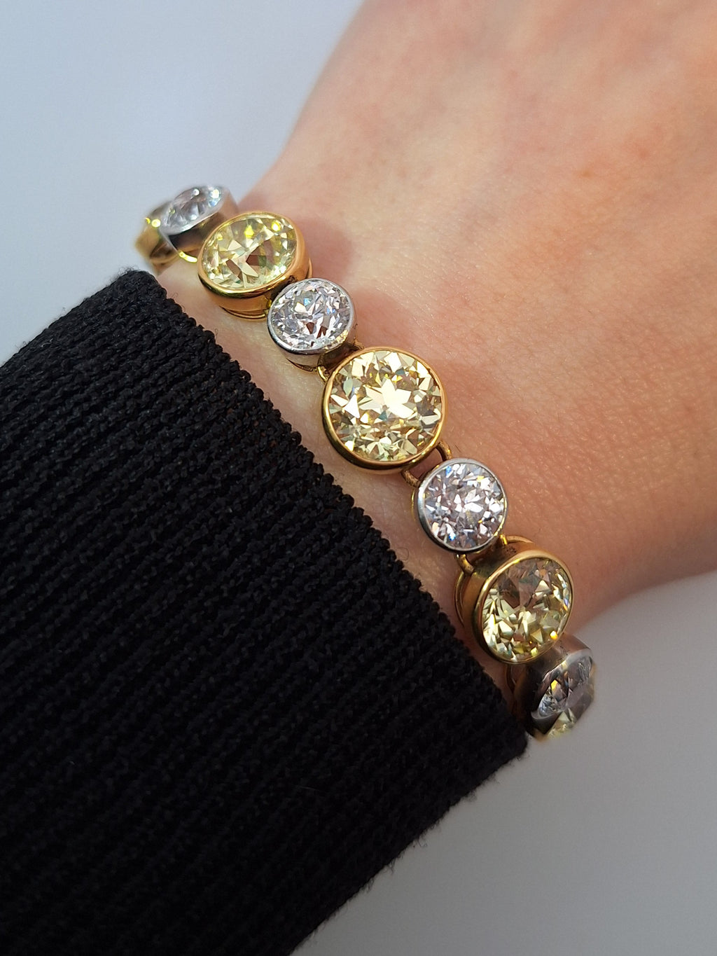 Black Starr & Frost Diamond & Fancy Yellow Diamond Tennis Bracelet