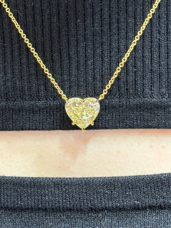 5.75 Carat Fancy Yellow Diamond Heart Pendant