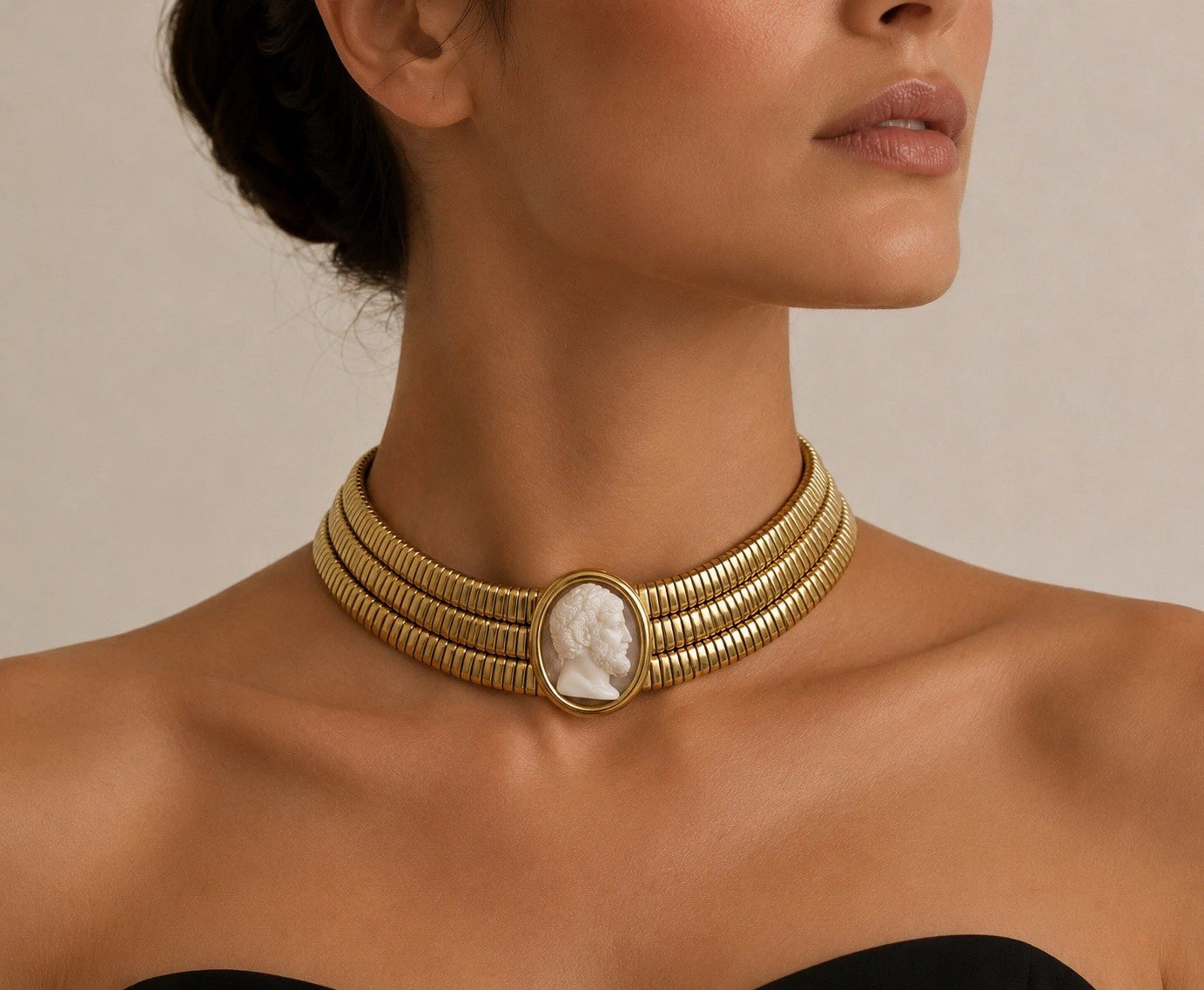Bulgari Tubogas Marcus Aurelius cameo choker necklace