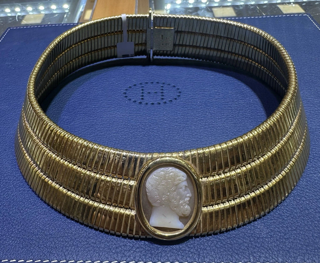 Bulgari Tubogas Marcus Aurelius cameo choker necklace display view
