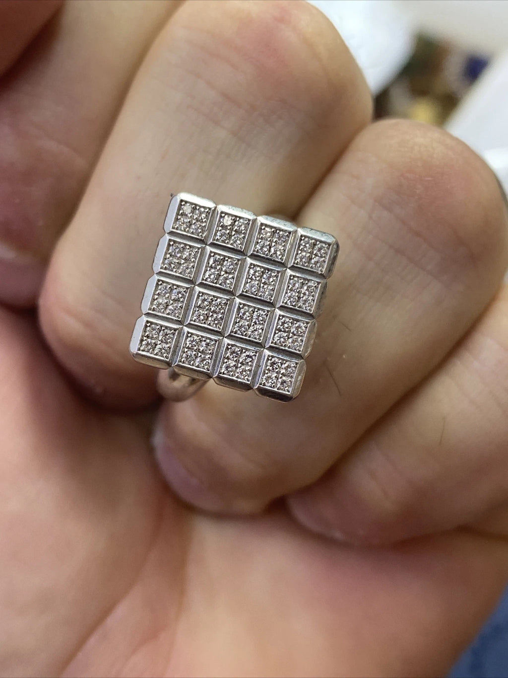 Chopard Ice Cube diamond rotating ring worn view