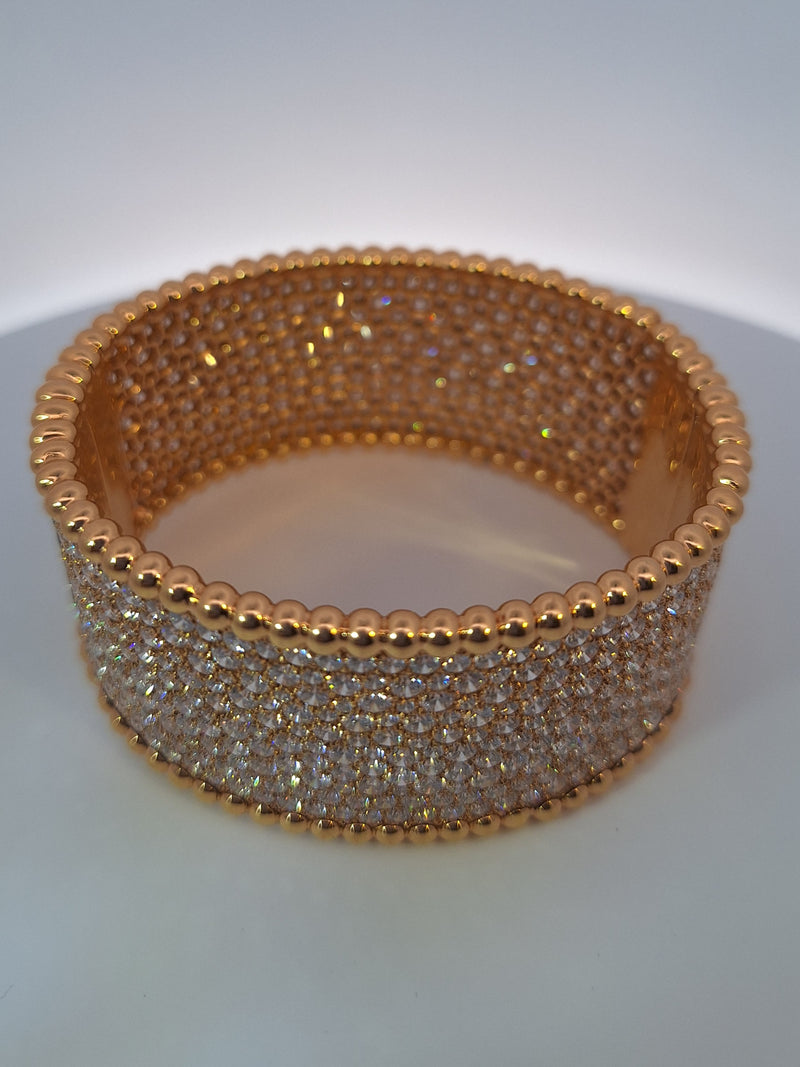 Van Cleef & Arpels 18Kt Rose Gold Diamond Perlee Bracelet