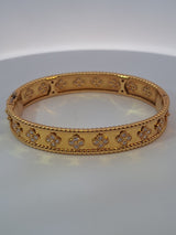 Van Cleef & Arpels 18Kt Yellow Gold Perlee Diamond Bangle Size Medium