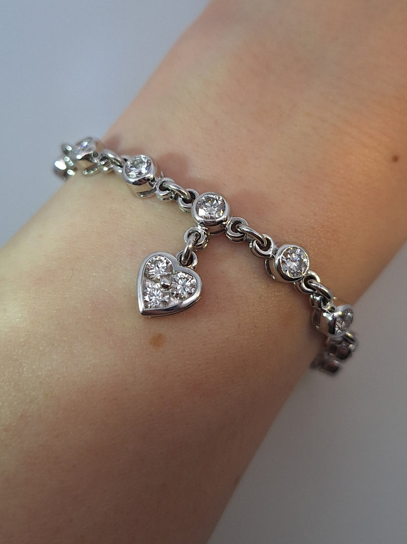 5 Carat Graff Heart Charm Diamond Bracelet