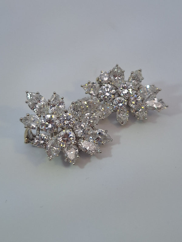 14 Carat Harry Winston Cluster Diamond Earrings