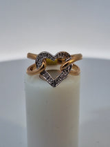 Two Tone Diamond Heart Ring