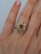 Pear Shaped Ruby & Multicut Diamond Vintage Ring