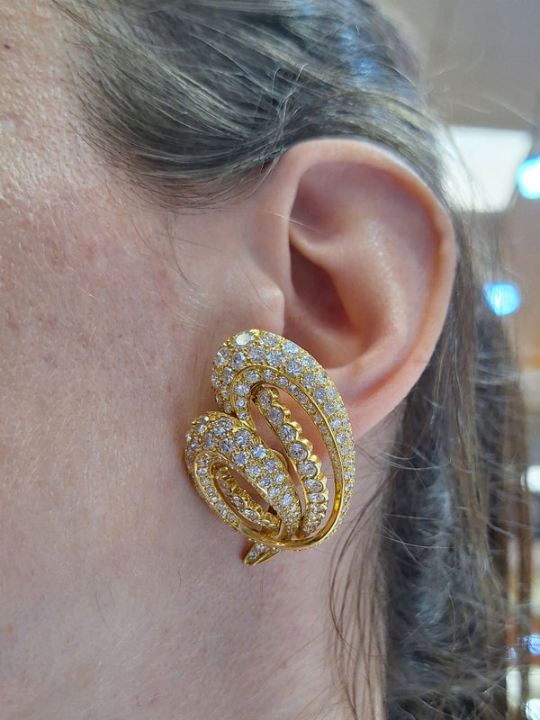 Cartier Gold & Diamond Clip Earrings