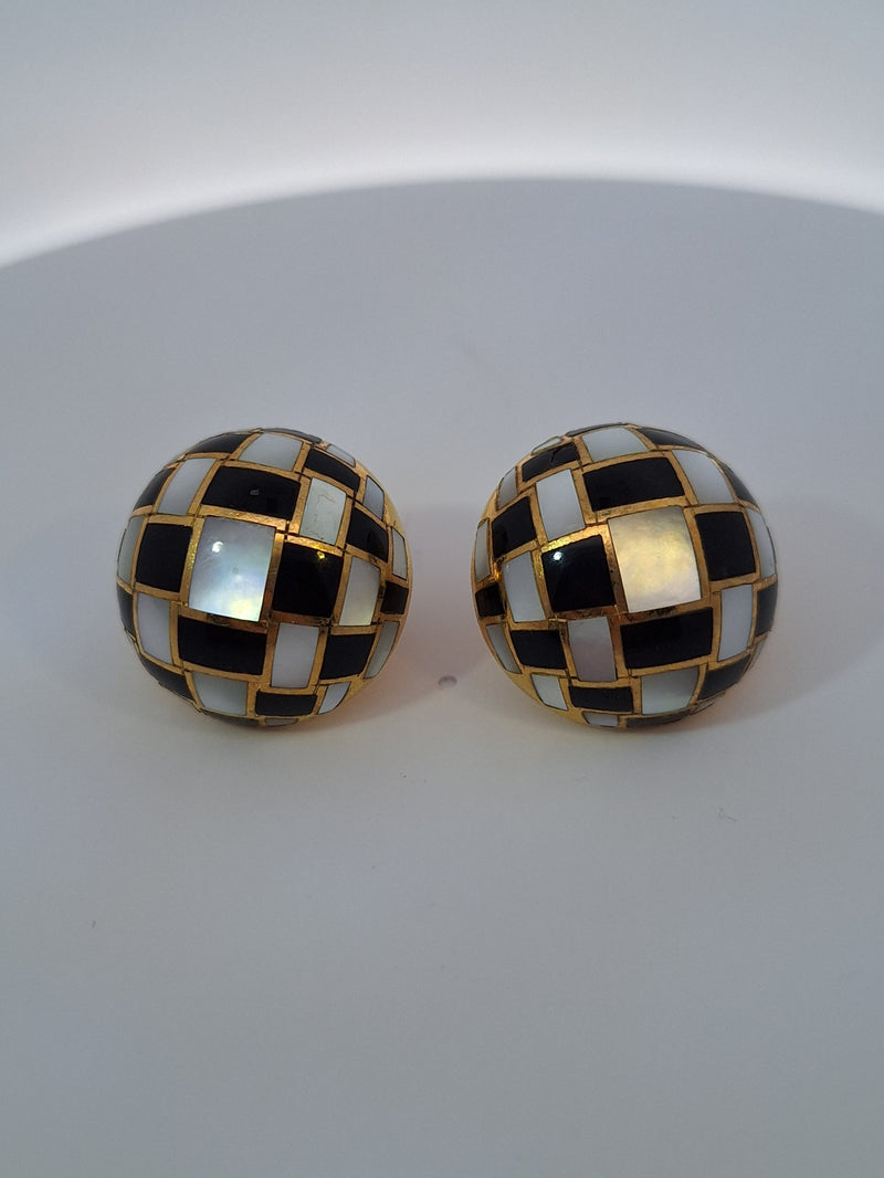 Tiffany Mother of Pearl & Onyx Earrings