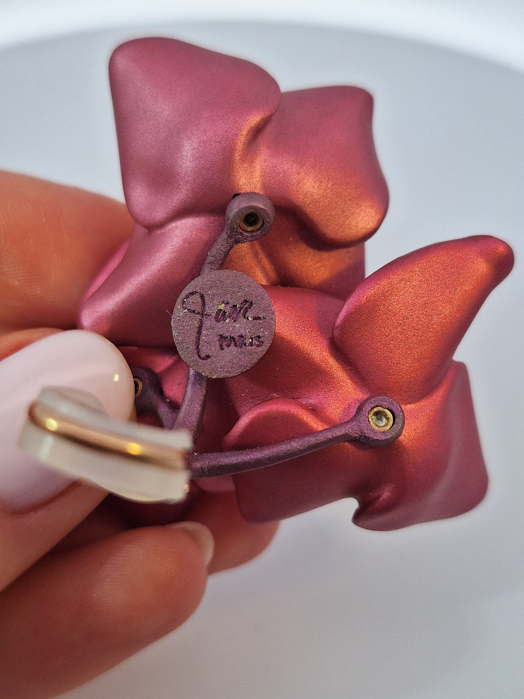 Jar Paris Pink & Purple Hydrangea Flower Aluminium & Gold Earrings