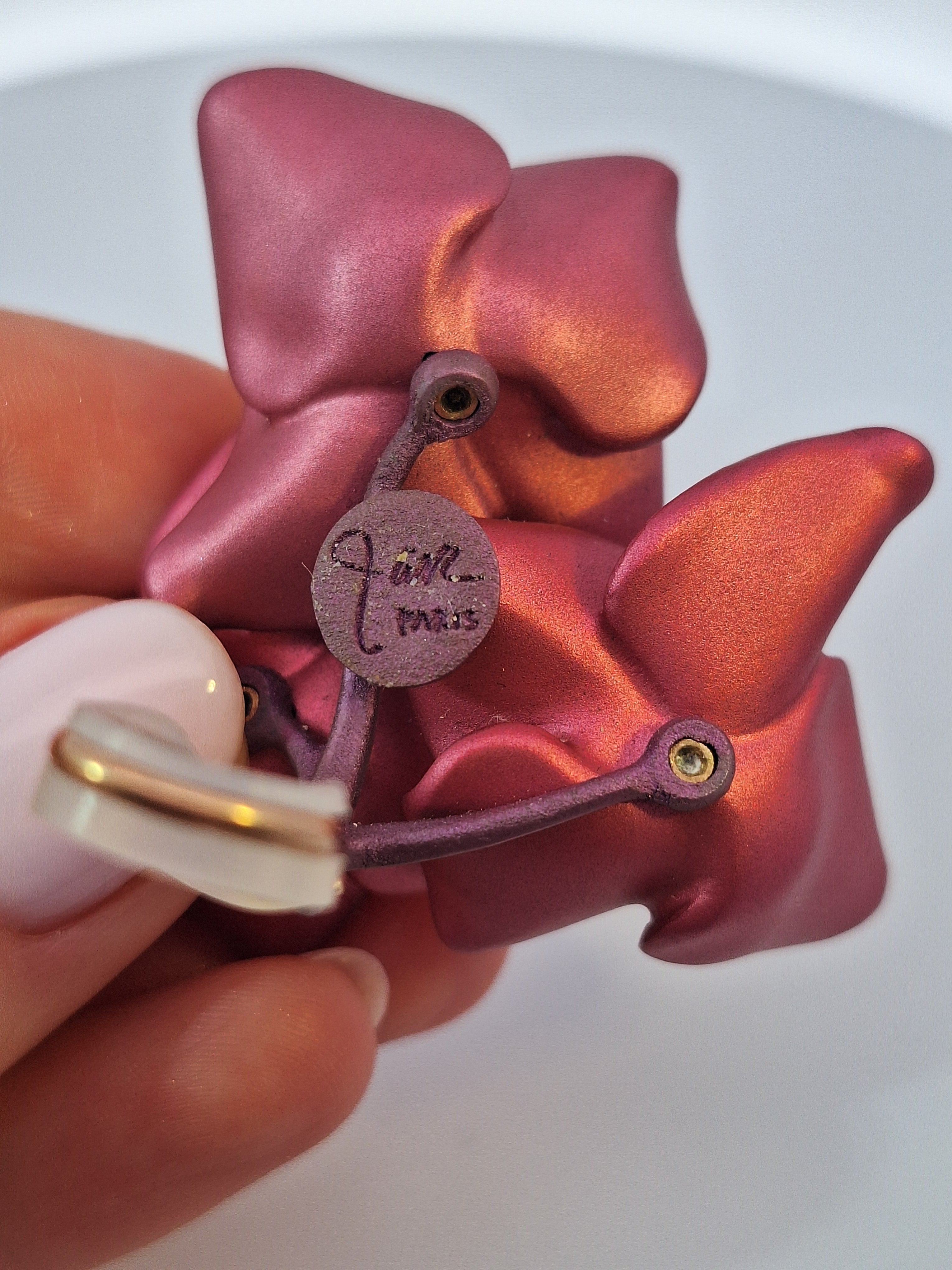 Jar Paris Pink & Purple Hydrangea Flower Aluminium & Gold Earrings