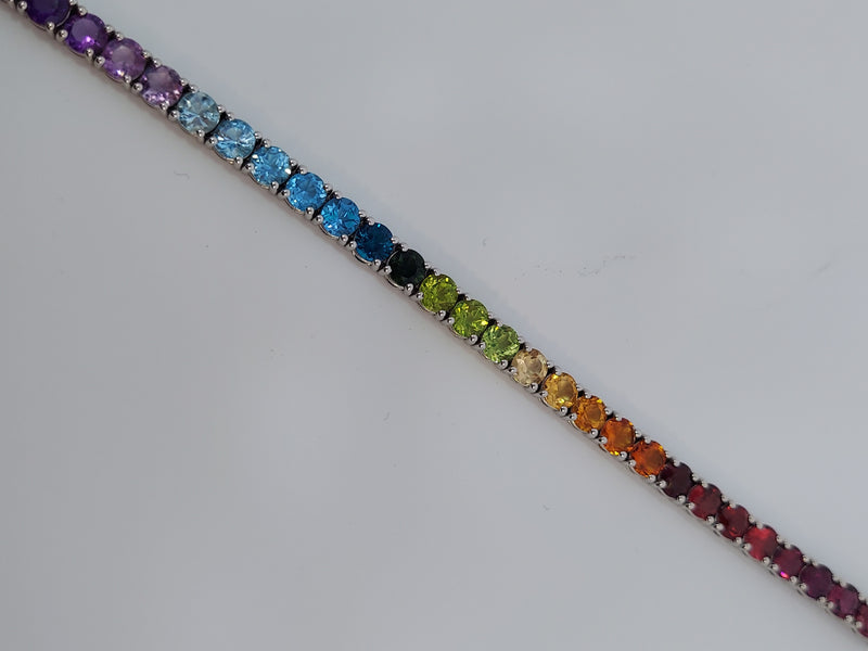 16.50 Carat Rainbow Multicolor Natural Sapphire Tennis Bracelet