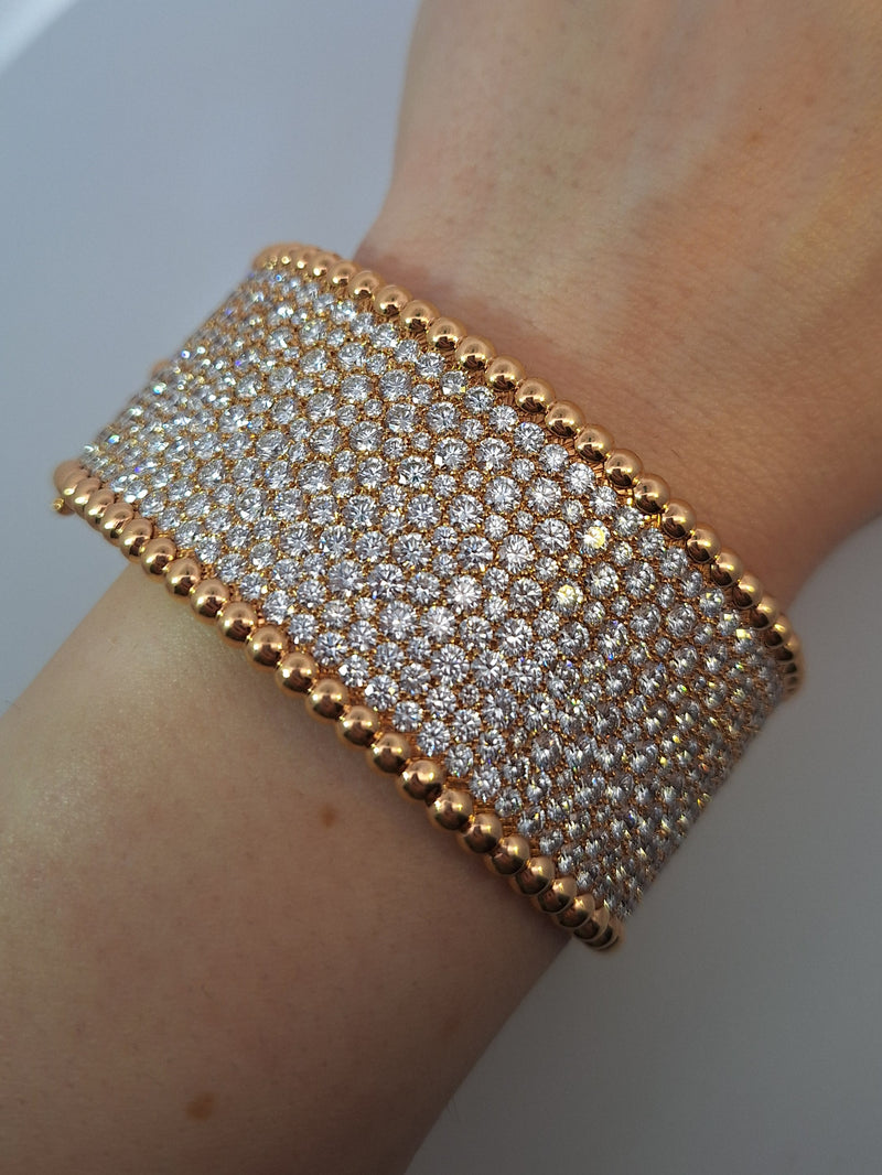 Van Cleef & Arpels 18Kt Rose Gold Diamond Perlee Bracelet