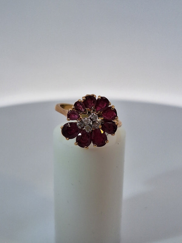 Pear Shaped Ruby & Diamond Ring