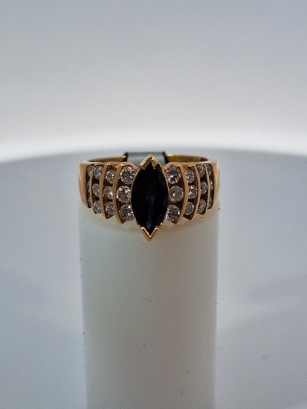 Marquise Sapphire & Diamond Ring