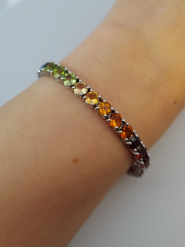 16.50 Carat Rainbow Multicolor Natural Sapphire Tennis Bracelet