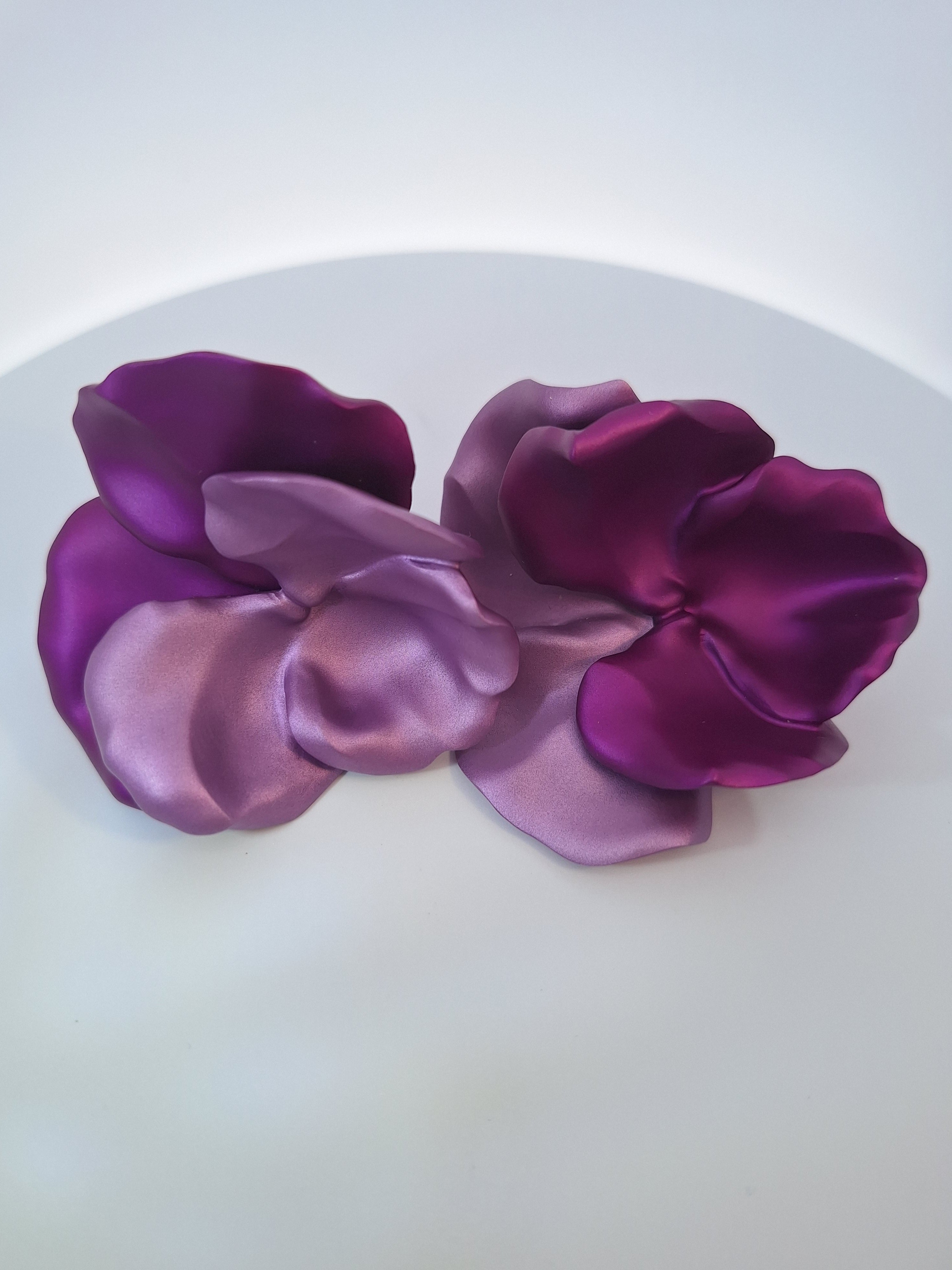 Jar Paris Pansies Purple Aluminium Gold Earrings