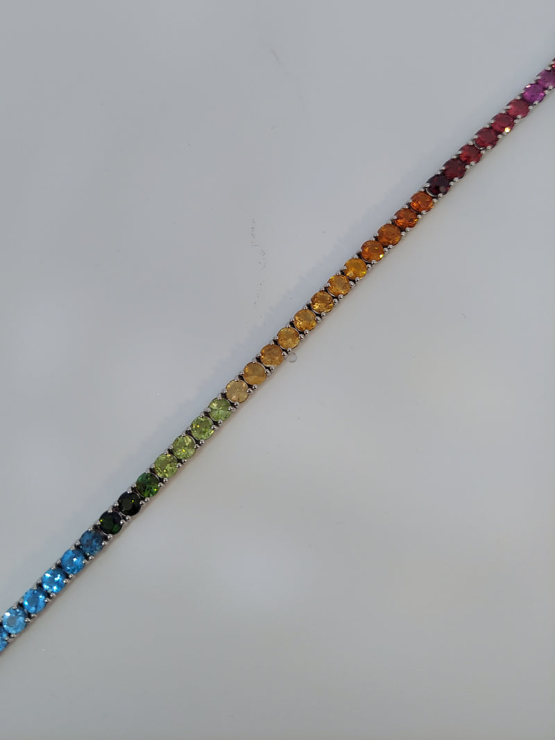 10 Carat Rainbow Multicolor Natural Sapphire Tennis Bracelet