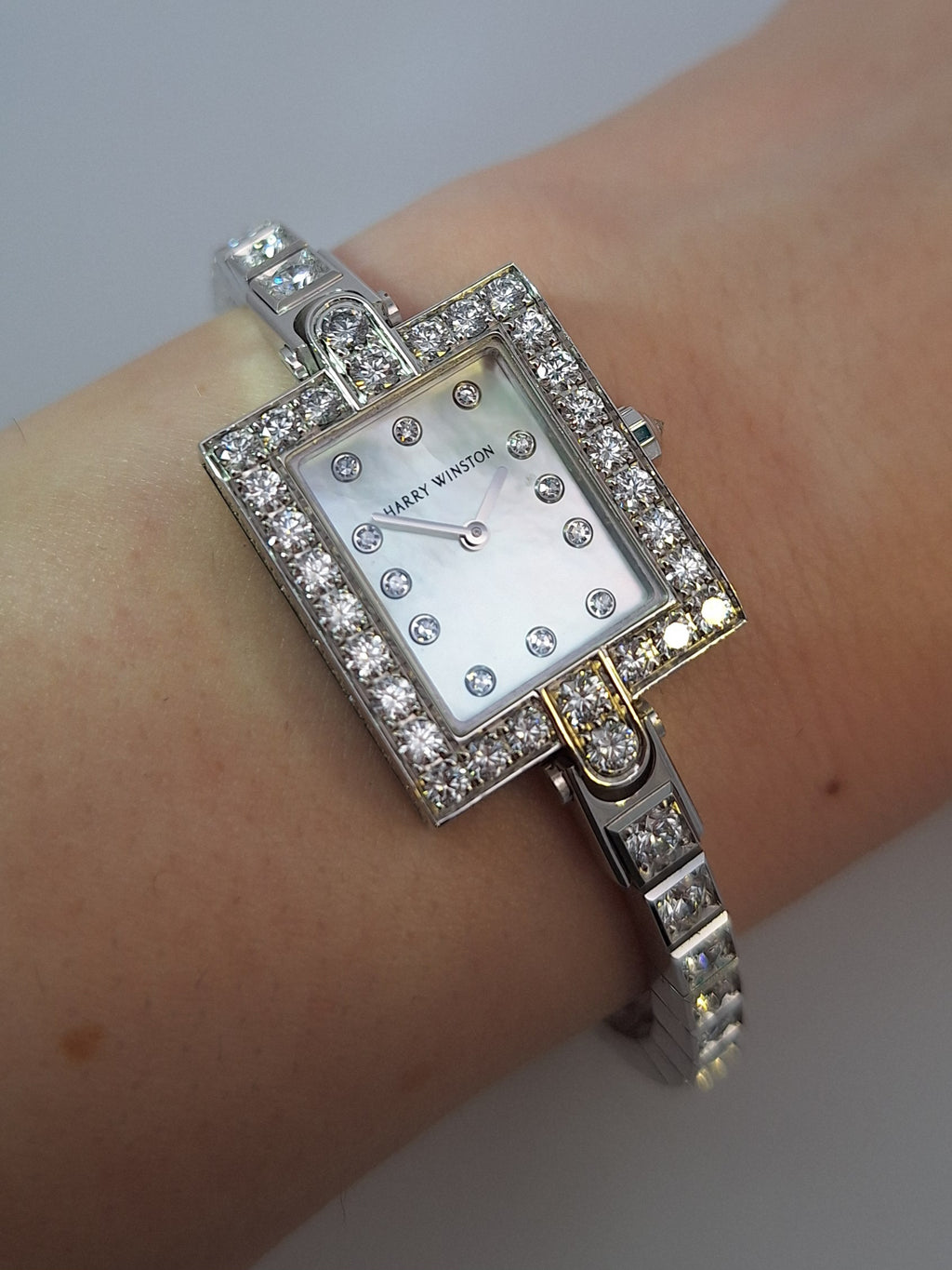 Harry Winston Mother of Pearl Diamond Bracelet Watch