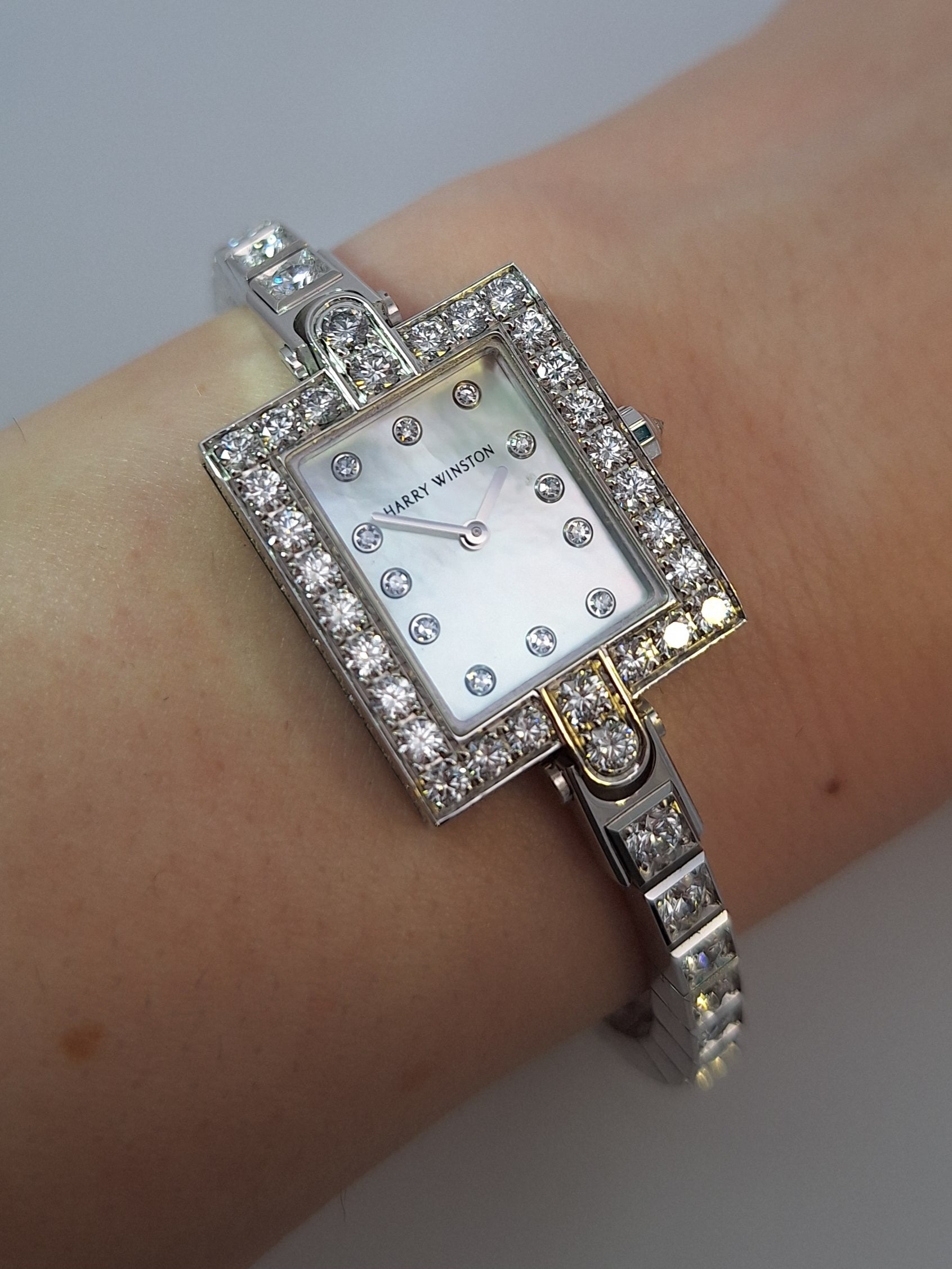 Harry Winston Mother of Pearl Diamond Bracelet Watch