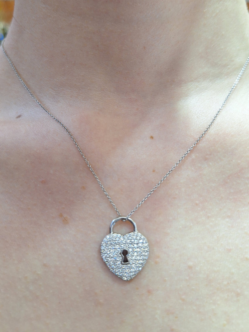 Tiffany & Co Platinum Diamond Heart Pendant Necklace