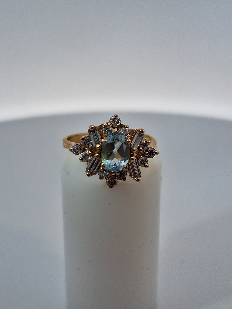 Aquamarine & Diamond Ring