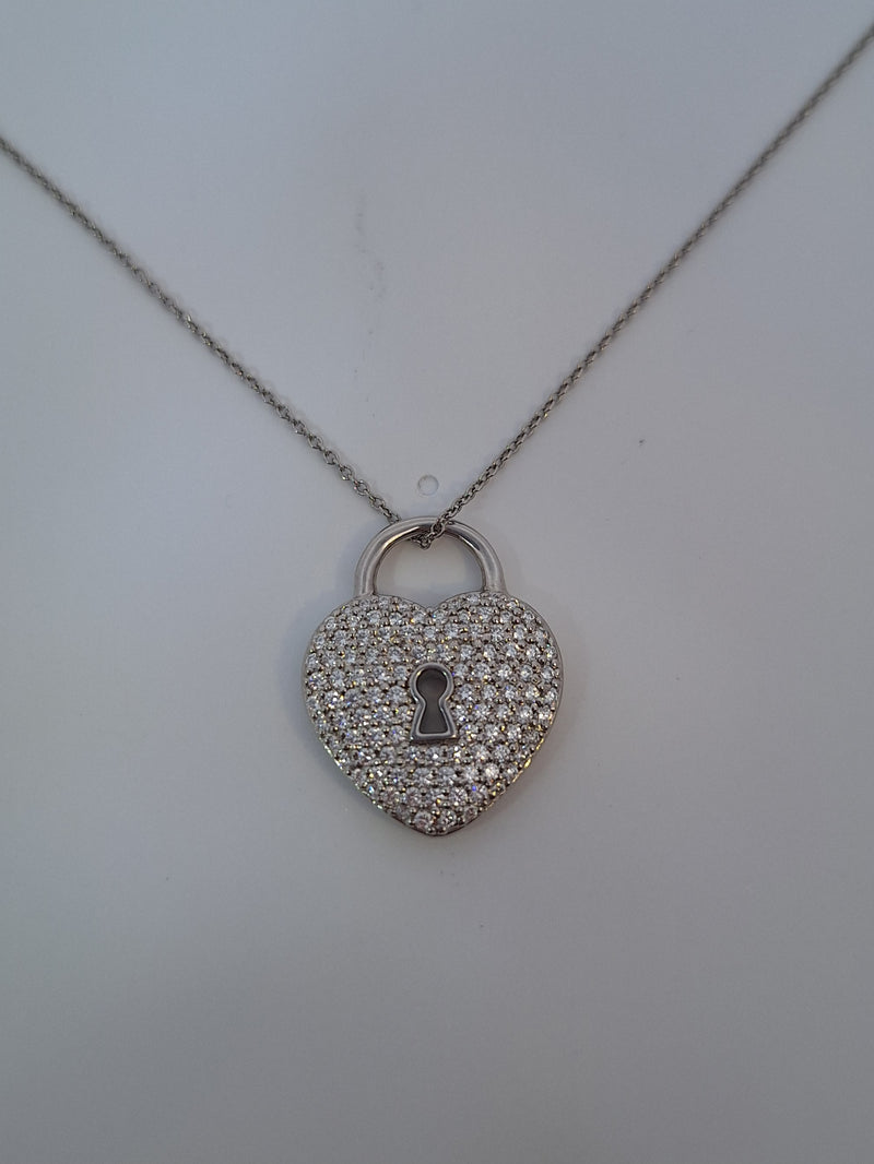 Tiffany & Co Platinum Diamond Heart Pendant Necklace