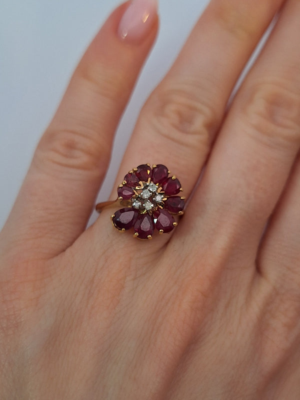 Pear Shaped Ruby & Diamond Ring