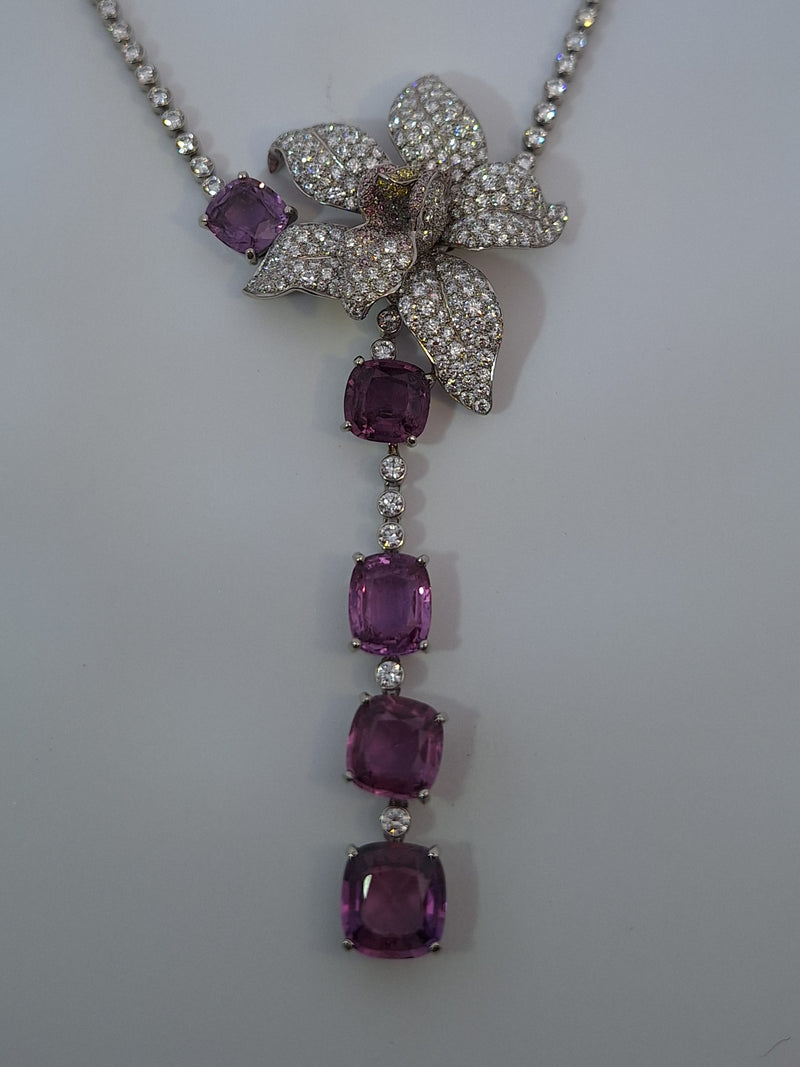 Cartier Sapphire & Diamond Caresse D'orchidees Necklace