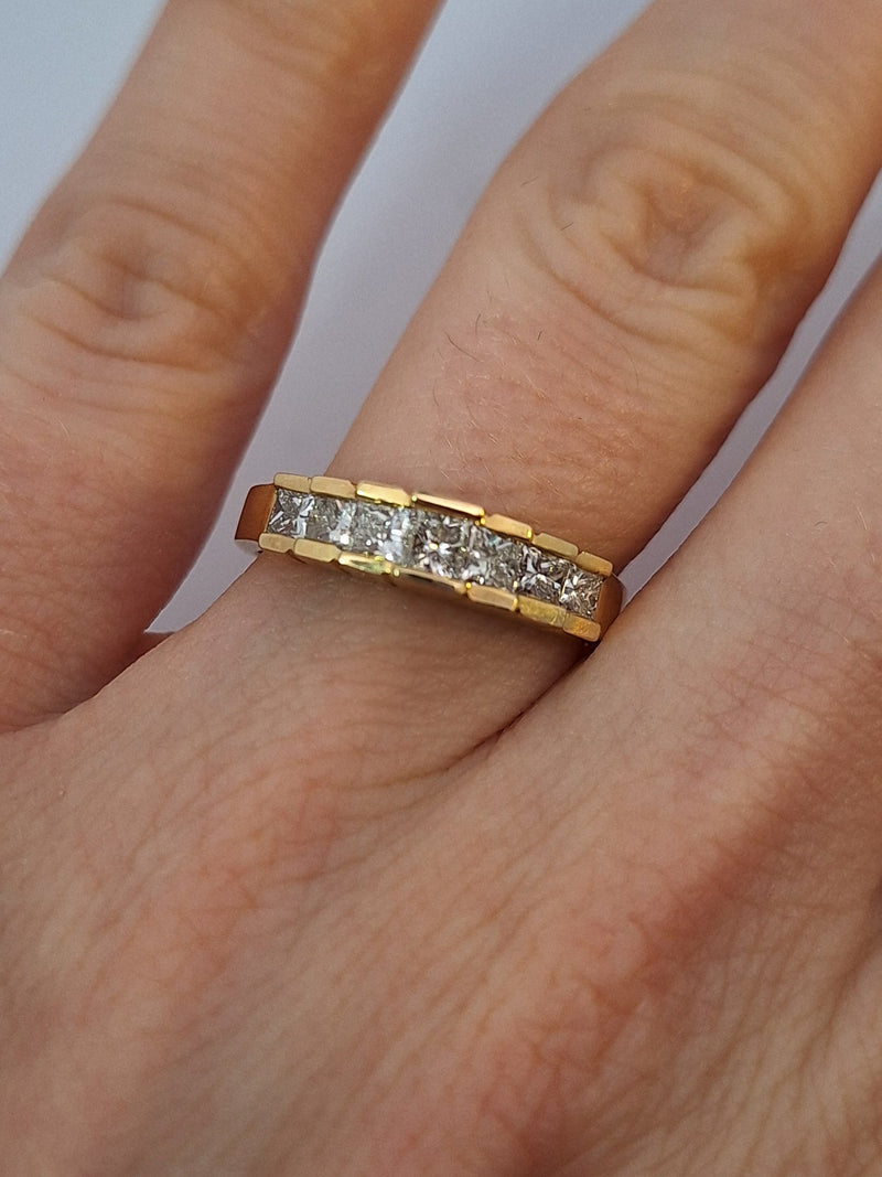 7 Stone Princess Cut Diamond Band