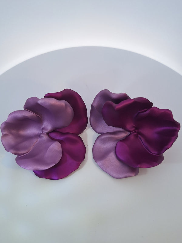 Jar Paris Pansies Purple Aluminium Gold Earrings