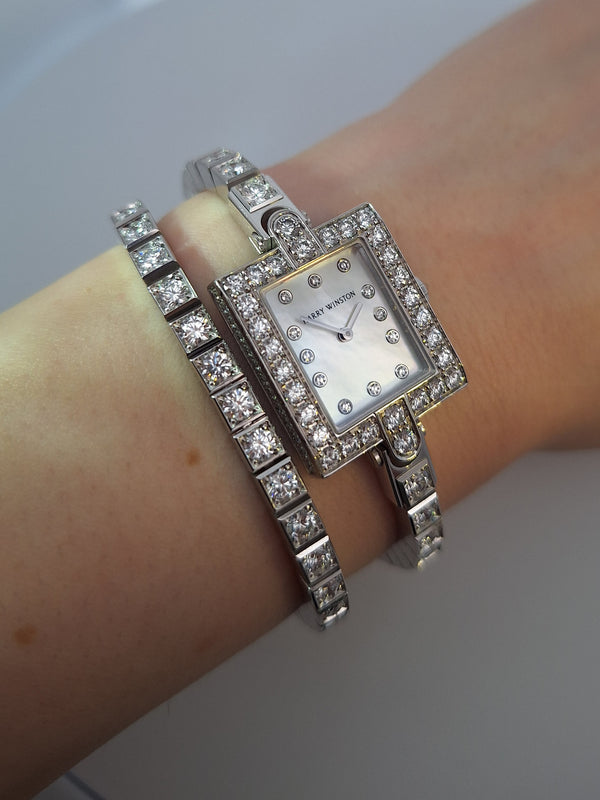 Harry Winston Mother of Pearl Diamond Bracelet Watch