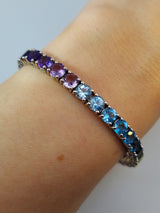 16.50 Carat Rainbow Multicolor Natural Sapphire Tennis Bracelet