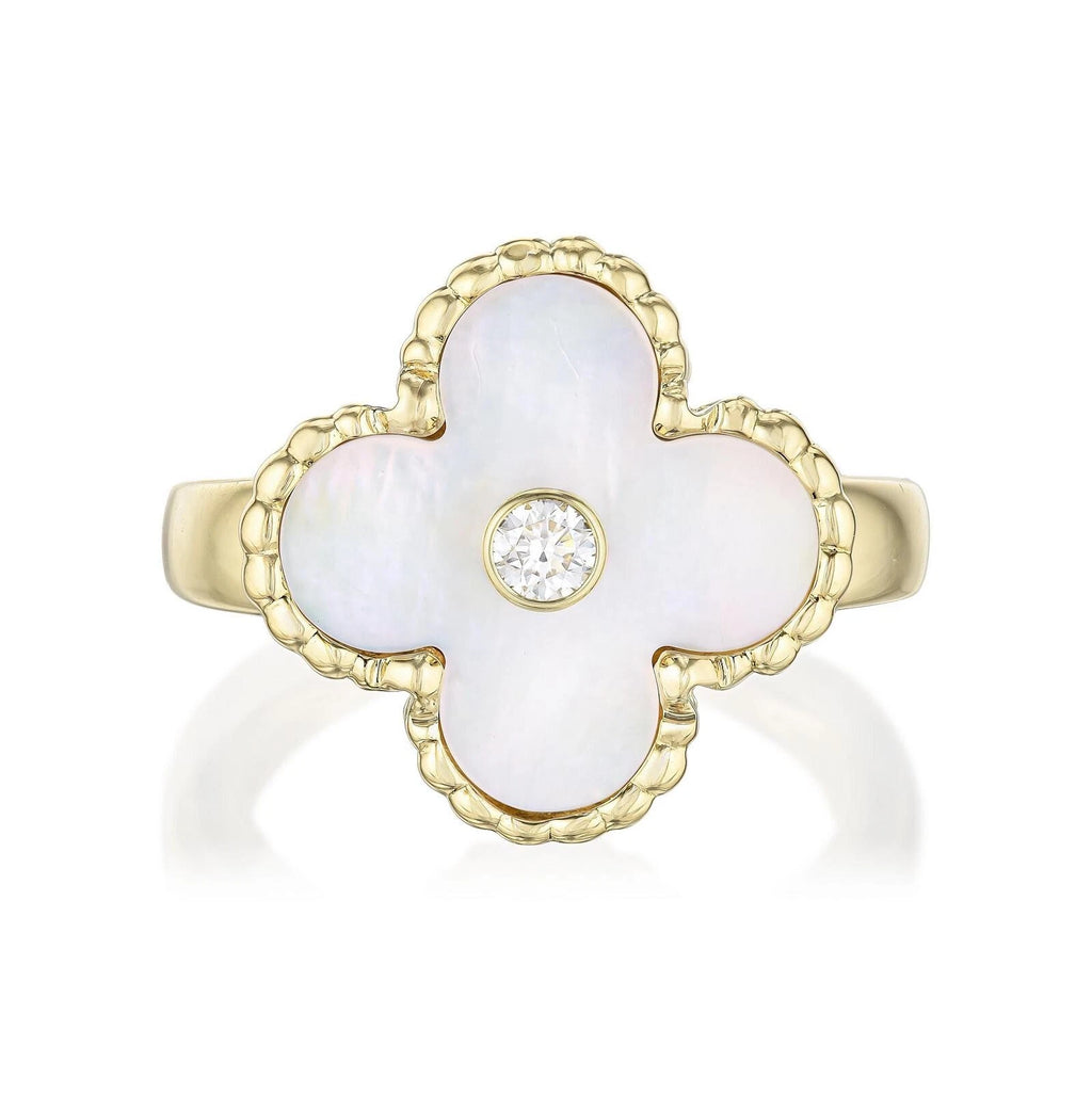 Van Cleef and Arpels Vintage Alhambra mother of pearl diamond ring